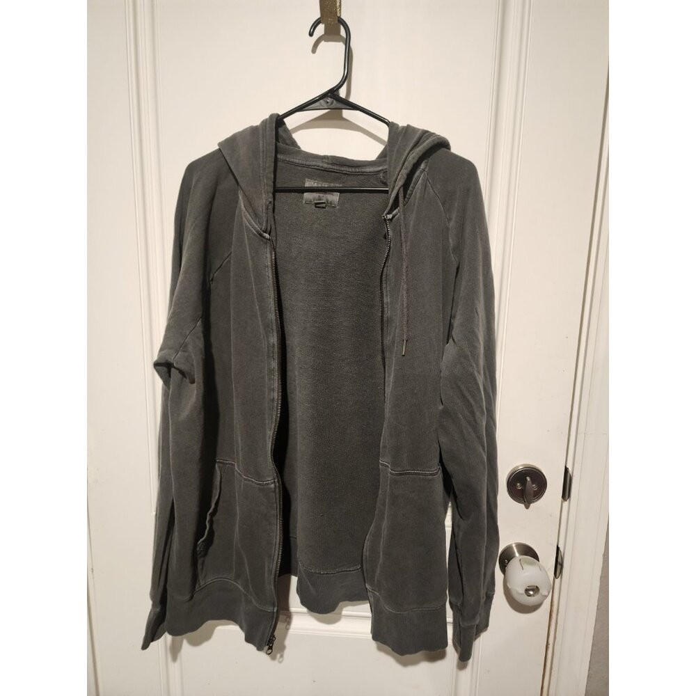 Goodfellow Mens Zip Up Gray Hoodie XXL 100% Cotton Grunge Stone Washed Gray